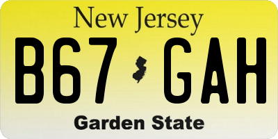 NJ license plate B67GAH