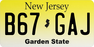 NJ license plate B67GAJ