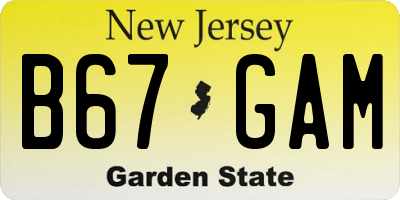 NJ license plate B67GAM