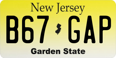 NJ license plate B67GAP