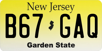 NJ license plate B67GAQ