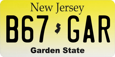 NJ license plate B67GAR