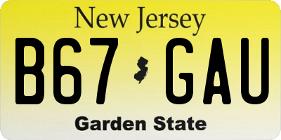NJ license plate B67GAU