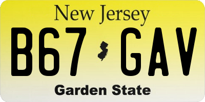 NJ license plate B67GAV