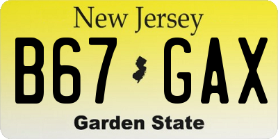 NJ license plate B67GAX