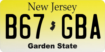 NJ license plate B67GBA