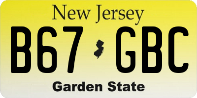 NJ license plate B67GBC