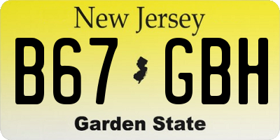 NJ license plate B67GBH