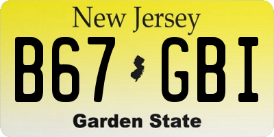 NJ license plate B67GBI