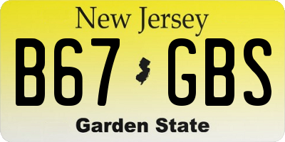 NJ license plate B67GBS