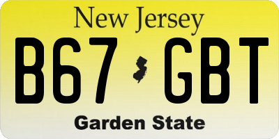 NJ license plate B67GBT