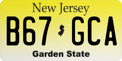 NJ license plate B67GCA