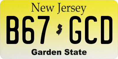 NJ license plate B67GCD