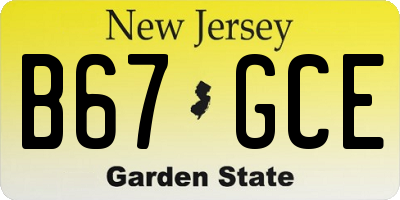 NJ license plate B67GCE