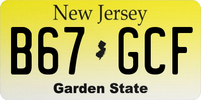 NJ license plate B67GCF