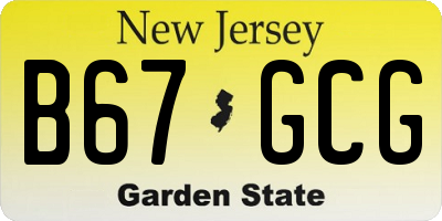 NJ license plate B67GCG