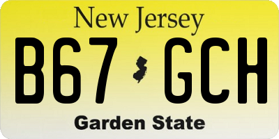 NJ license plate B67GCH