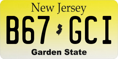 NJ license plate B67GCI