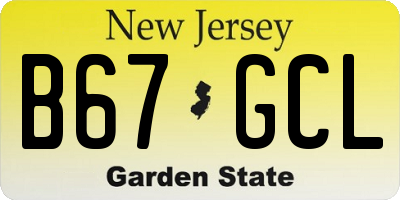 NJ license plate B67GCL