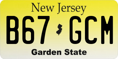 NJ license plate B67GCM
