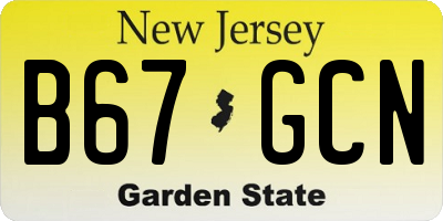 NJ license plate B67GCN