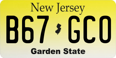 NJ license plate B67GCO