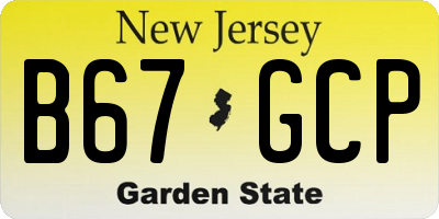 NJ license plate B67GCP