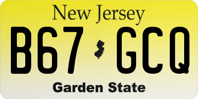 NJ license plate B67GCQ