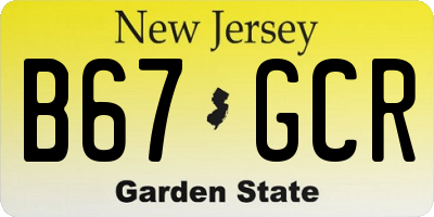 NJ license plate B67GCR
