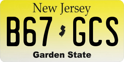 NJ license plate B67GCS