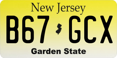 NJ license plate B67GCX