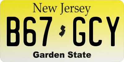 NJ license plate B67GCY