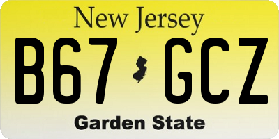 NJ license plate B67GCZ