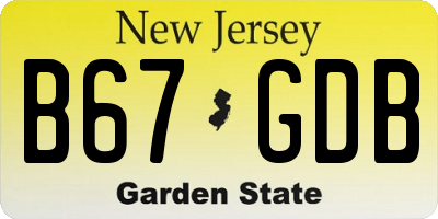 NJ license plate B67GDB