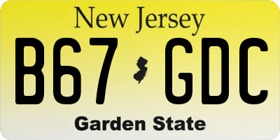 NJ license plate B67GDC