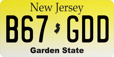 NJ license plate B67GDD