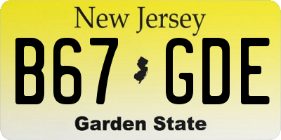 NJ license plate B67GDE