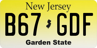 NJ license plate B67GDF