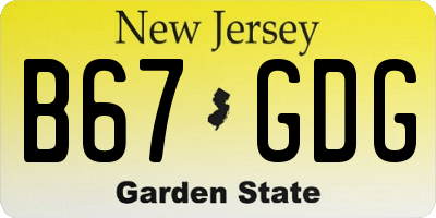 NJ license plate B67GDG