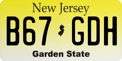 NJ license plate B67GDH