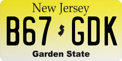 NJ license plate B67GDK