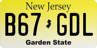 NJ license plate B67GDL