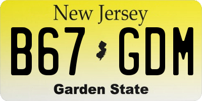 NJ license plate B67GDM
