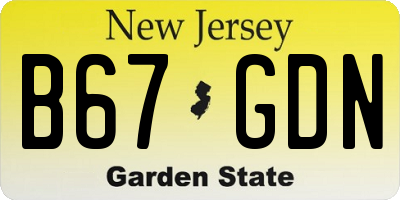NJ license plate B67GDN