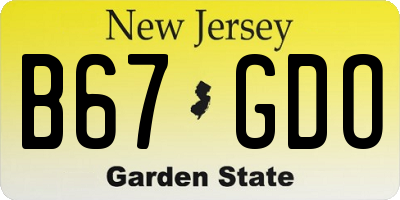 NJ license plate B67GDO