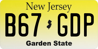 NJ license plate B67GDP