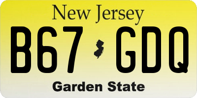 NJ license plate B67GDQ