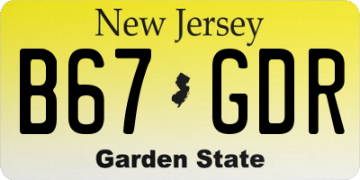 NJ license plate B67GDR