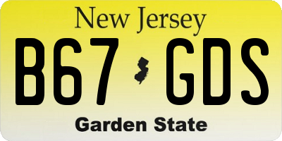 NJ license plate B67GDS