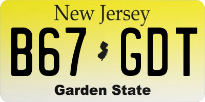 NJ license plate B67GDT